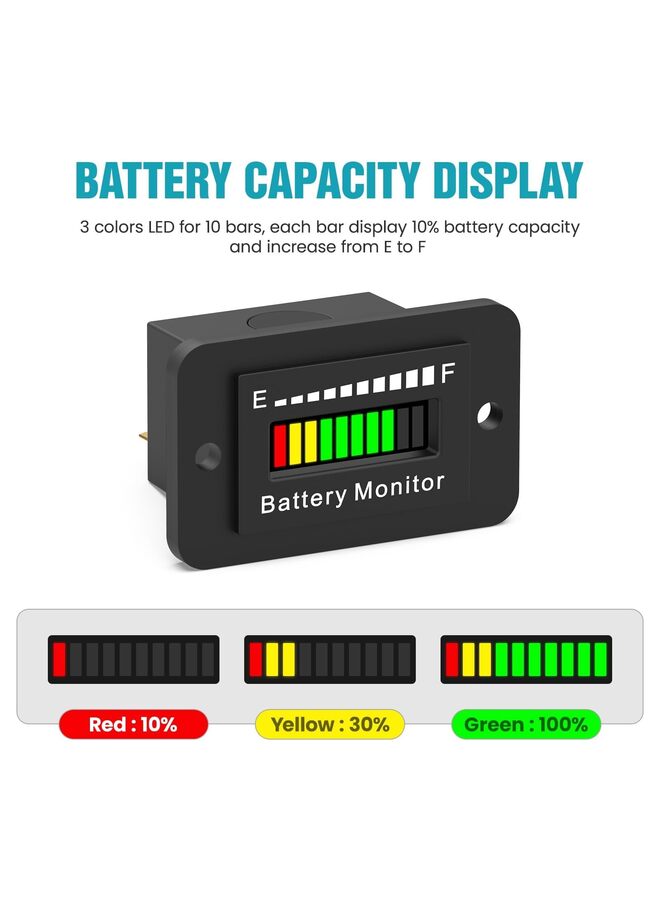 LAMAY 12V 24V 36V 48V 60V 72V Battery Monitor Meter, Water-proof LED Battery Capacity Voltage Indicator Acid&Lithium Battery Gauge Meter Most Cars - Image 2